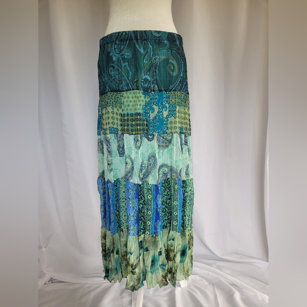 🌻EUC Coldwater Creek Blue and Green Maxi Skirt M